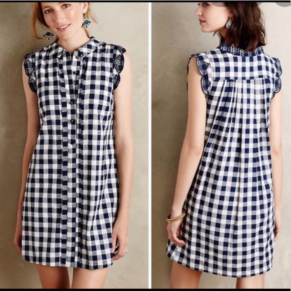 Anthropologie navy plaid dress